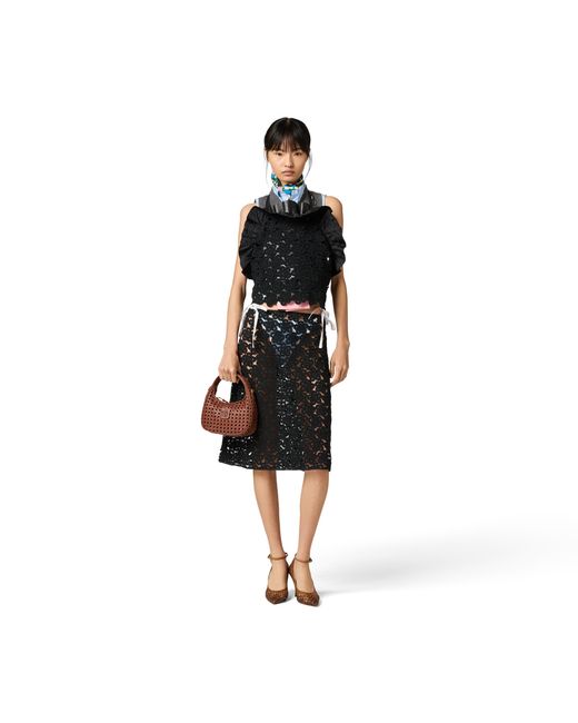 Miu Miu Black Macramé Pinafore Top