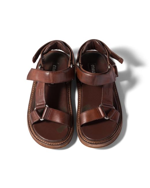 Miu Miu Brown Leather Sandals