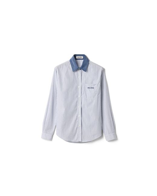 Miu Miu Blue Striped Poplin Shirt