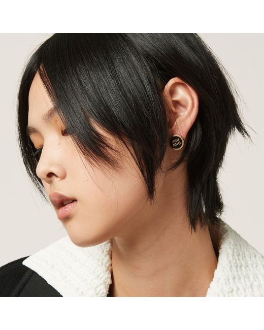 Miu Miu Natural Enameled Metal Earrings