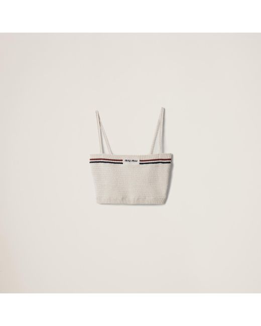Miu Miu White Cotton Knit Top