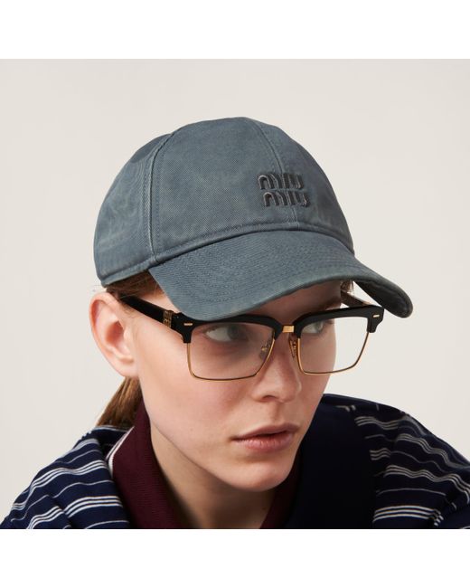 Miu Miu Drill Baseball Cap in Blue | Lyst