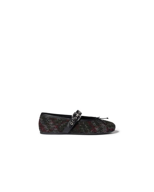 Miu Miu Black Plaid Tweed Ballerinas