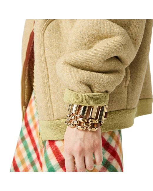 Miu Miu Metallic Metal And Leather Bracelet