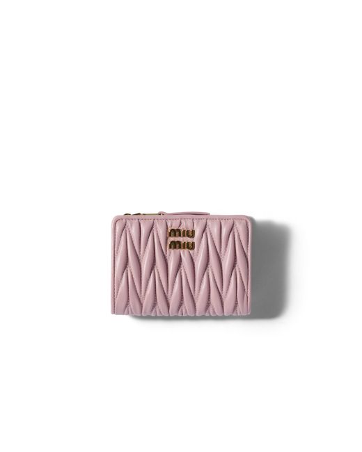 Miu Miu Pink Matelassé Nappa Leather Small Wallet