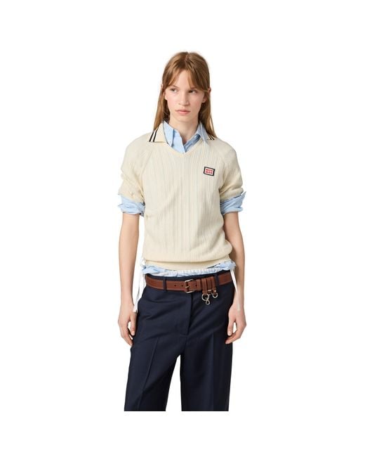 Miu Miu White Cashmere Polo Shirt