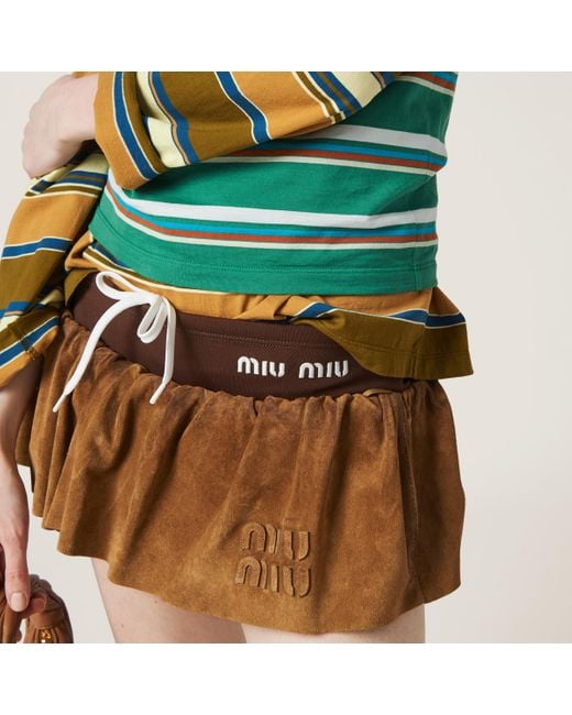 Miu Miu Brown Suede Nappa Leather Skirt