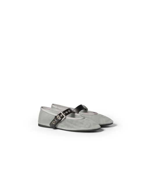 Miu Miu Gray Mesh Fabric Ballerinas