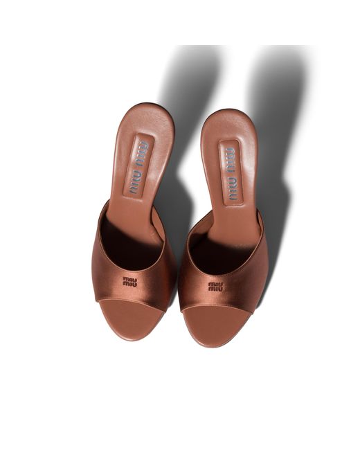 Miu Miu Brown Satin Sandals