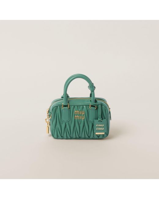 Miu Miu Green Matelassé Nappa Leather Top-handle Bag