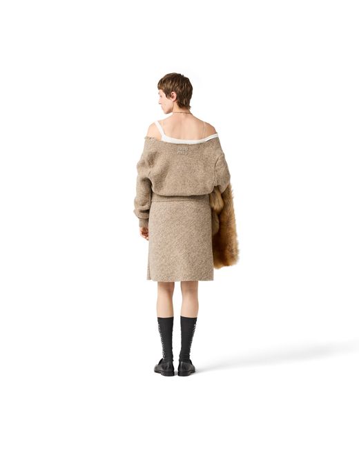 Miu Miu Natural Wool Knit Skirt