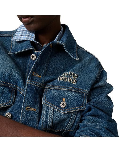 Miu Miu Blue Washed Denim Blouson Jacket