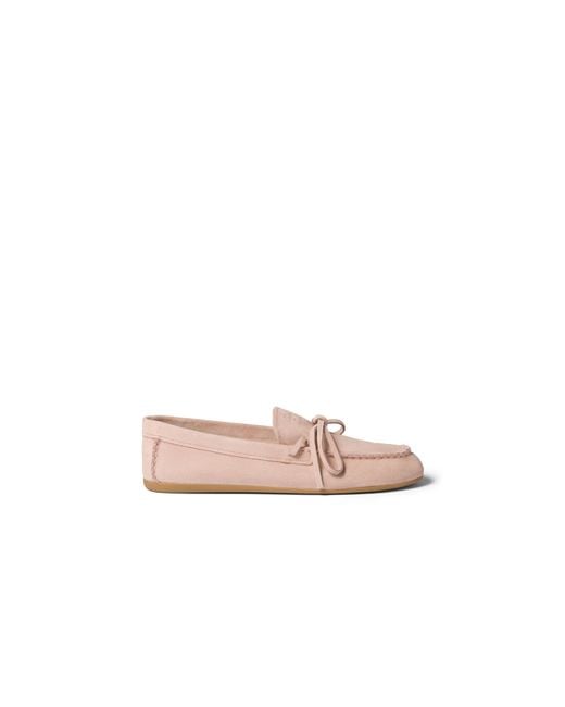 Miu Miu Pink Suede Deck Loafers