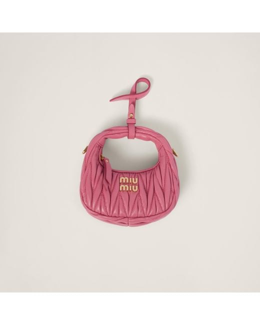 Miu Miu Pink Wander Matelassé Nappa Leather Micro Hobo Bag