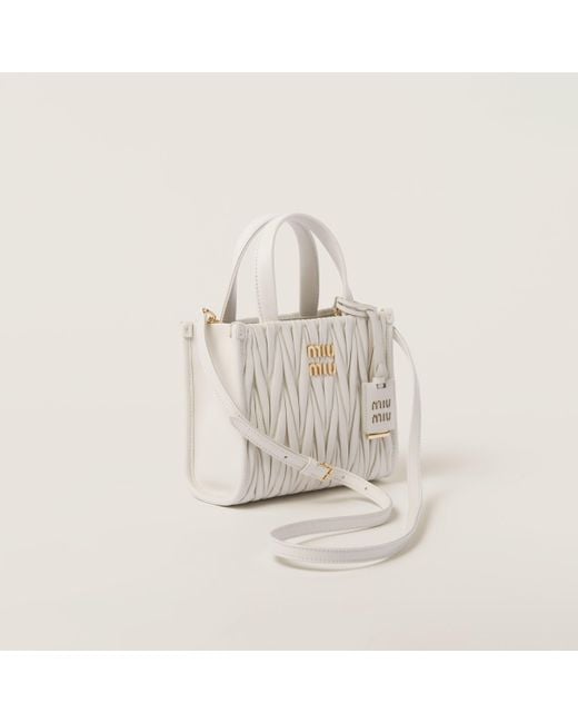 Miu Miu White Matelassé Nappa Leather Handbag