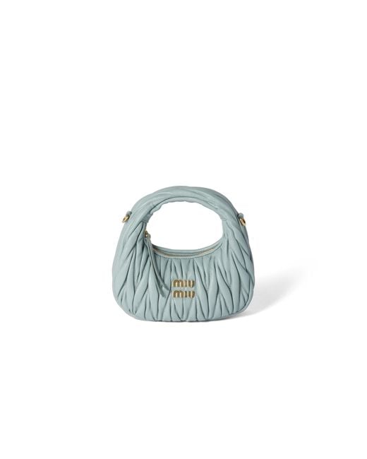 Miu Miu Blue Wander Matelassé Nappa Leather Hobo Mini-Bag