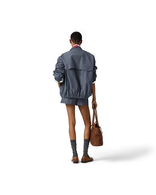 Miu Miu Blue Checked Technical Fabric Blouson Jacket