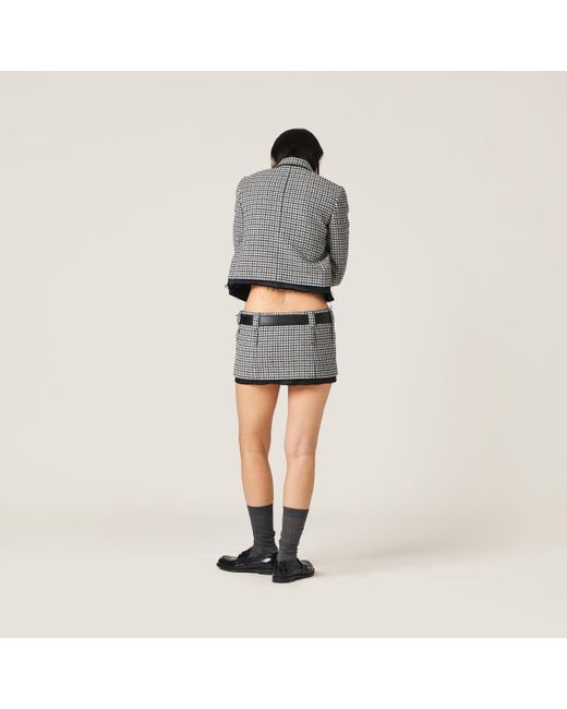 Miu Miu Gray Houndstooth Check Miniskirt