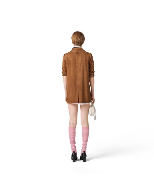 Miu Miu Brown Waxed Suede Coat