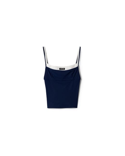 Miu Miu Blue Stretch Jersey Top