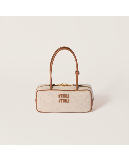 関税込 MiuMiu | Beau canvas and leather bag 0400023009072_BEIGEKHAKI?wid=