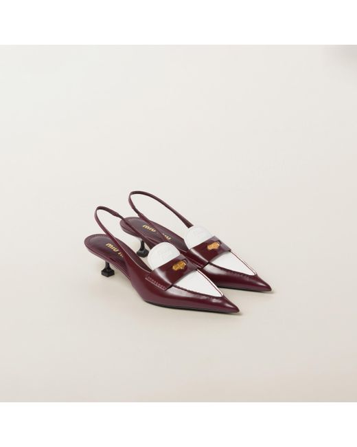 Miu Miu Multicolor Leather Penny Loafers With Heel