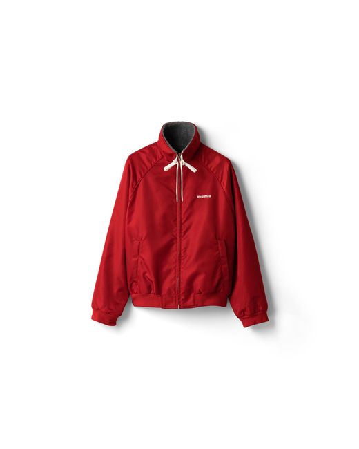 Miu Miu Red Technical Gazar And Fleece Bomber Jacket