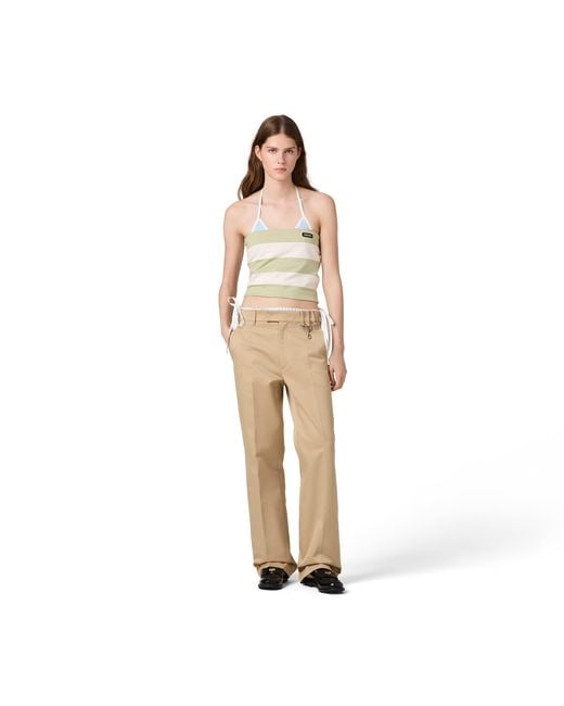 Miu Miu White Striped Jersey Top