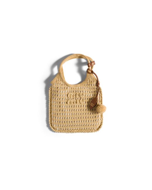 Miu Miu Metallic Ivy Raffia Crochet Handbag