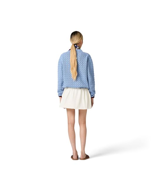 Miu Miu Blue Cotton V-Neck Sweater