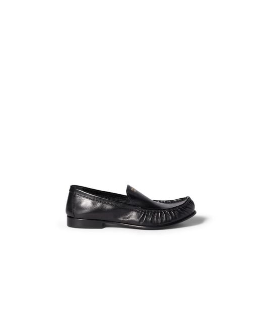 Miu Miu Black Buffalo Leather Loafers