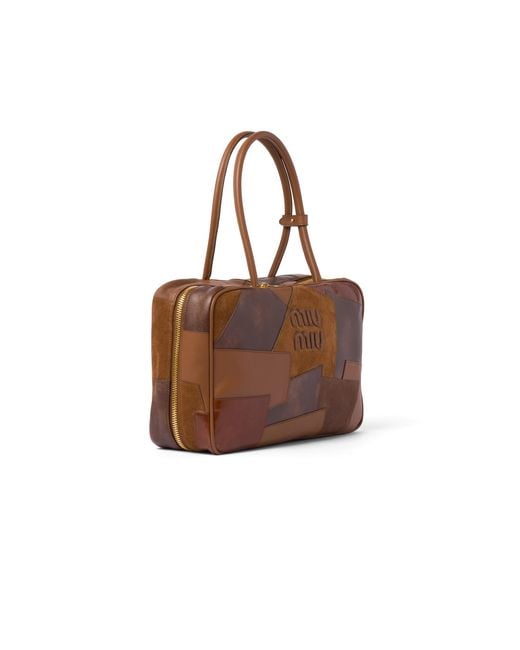 Miu Miu Brown Leather Patchwork Beau Bag