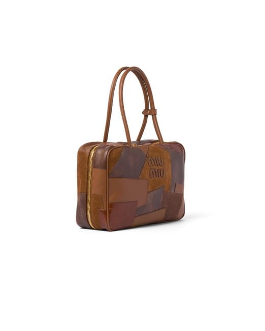 Miu Miu Brown Leather Patchwork Beau Bag