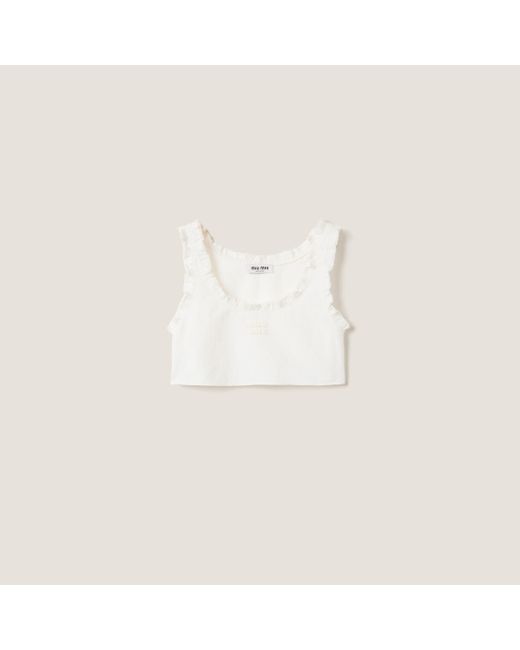 Miu Miu Natural Slubbed Canvas Top