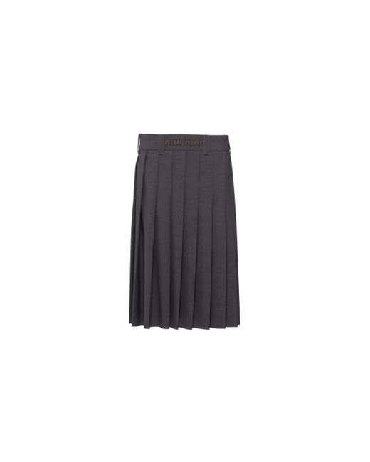 Miu Miu Gray Light Wool Skirt