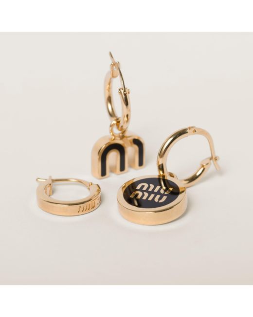 Miu Miu Natural Set Of Enameled Metal Earrings