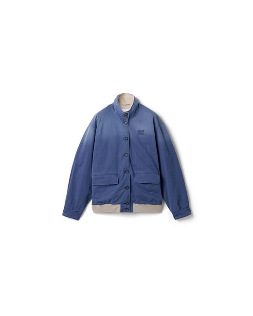 Miu Miu Blue Old Washed Twill Blouson Jacket