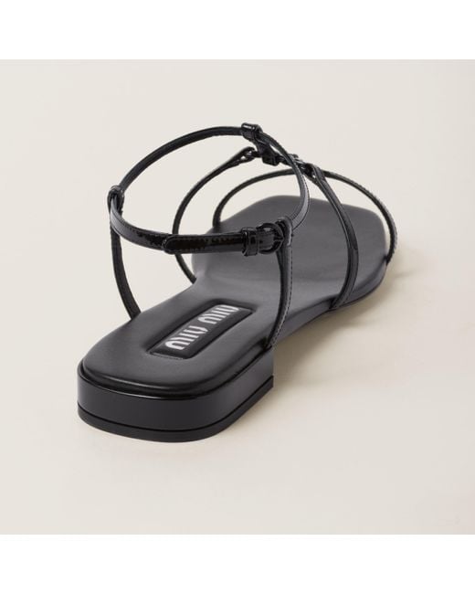 Miu Miu Black Patent Leather Sandals