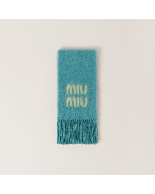Miu Miu Blue Wool And Mohair Scarf