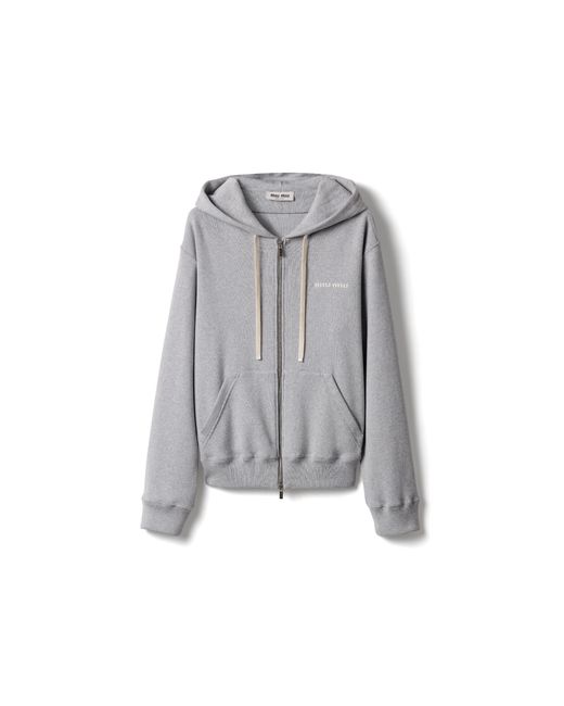 Miu Miu Gray Cotton Fleece Zipper Hoodie