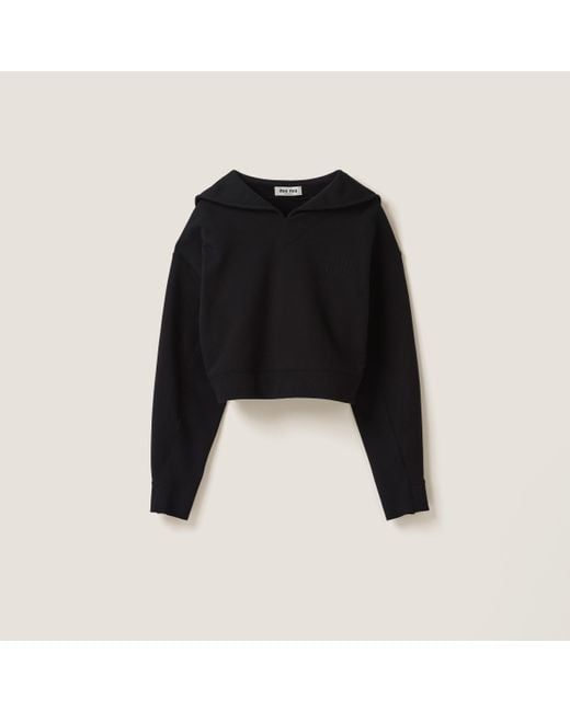 Miu Miu Black Cotton Fleece Sweatshirt