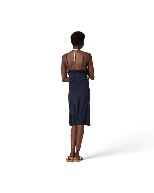 Miu Miu Blue Embroidered Marocain Crepe Dress