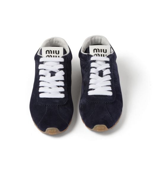 Miu Miu Blue Plume Suede Sneakers