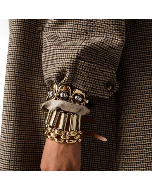 Miu Miu White Metal And Leather Bracelet