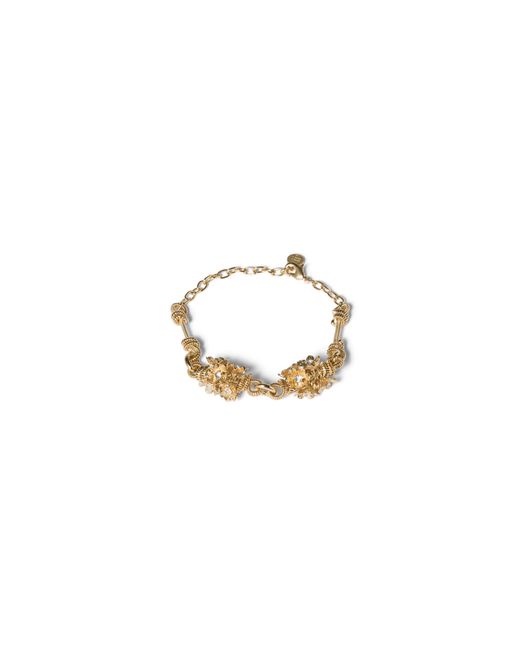 Miu Miu Metallic Metal Bracelet With Crystals