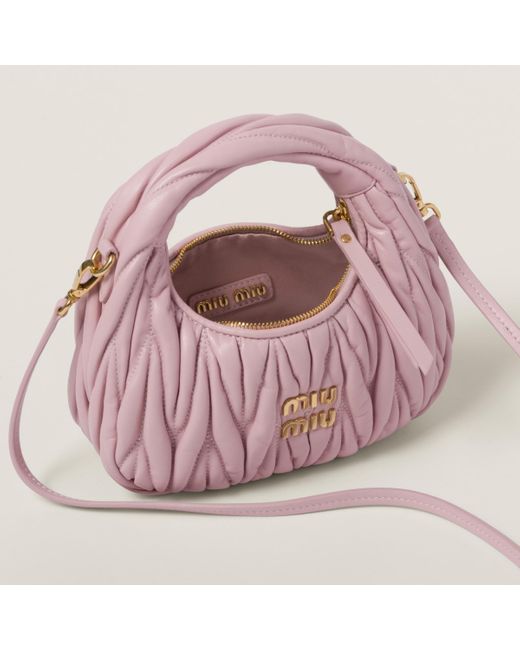 Miu Miu Pink Wander Matelassé Nappa Leather Hobo Mini-bag