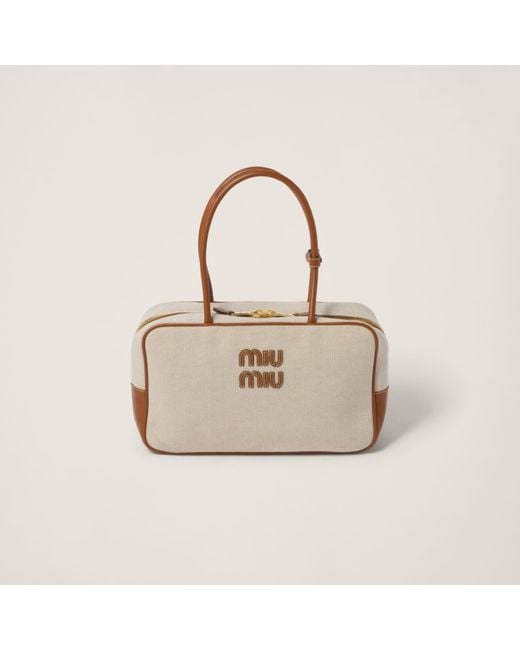 Miu Miu Natural Canvas Top-Handle Bag