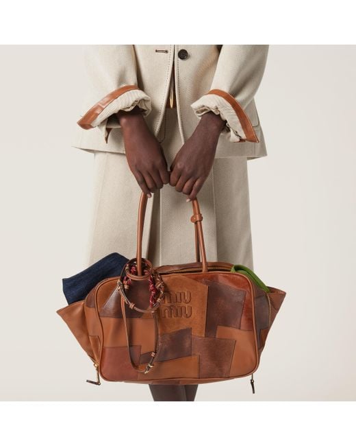 Miu Miu Brown Leather Patchwork Beau Bag