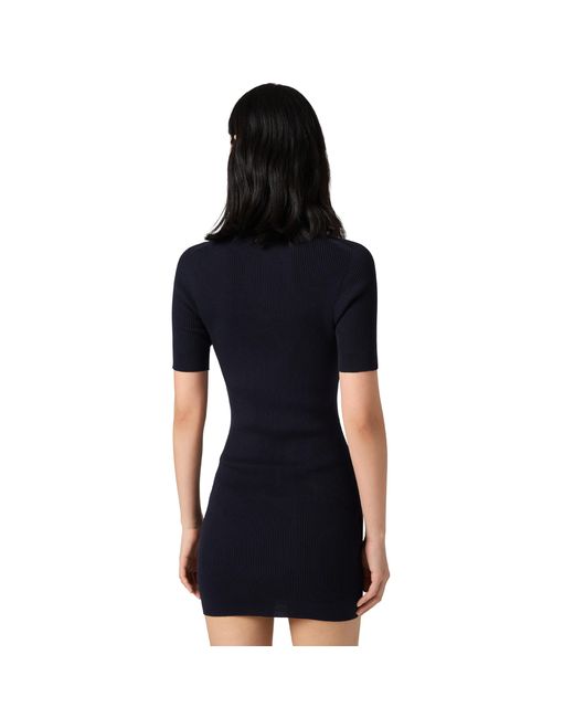 Miu Miu Blue Ribbed Knit Cotton Dress