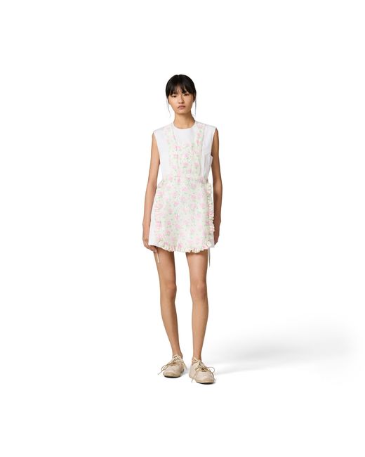 Miu Miu White Floral Cloqué Apron